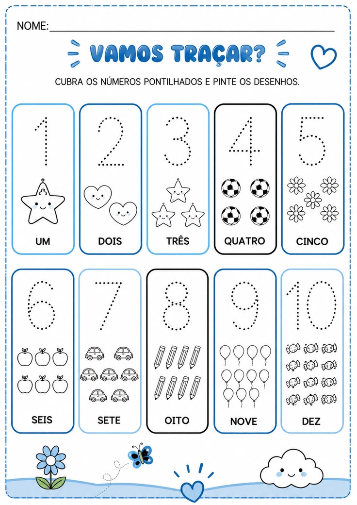 Atividade pedagógica de números para imprimir