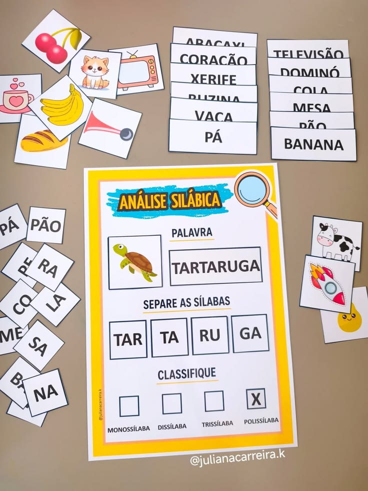 Jogo pedagógico com palavras e sílabas