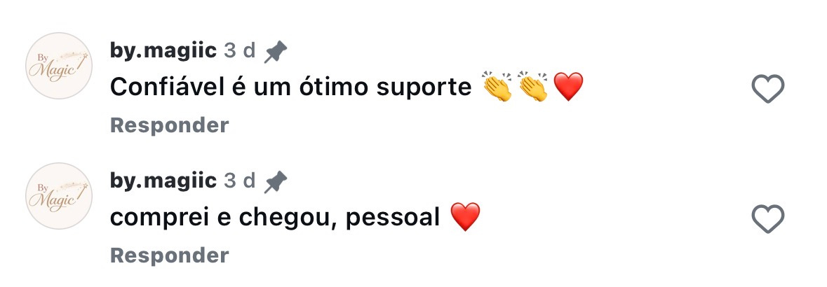 Comentários de clientes dizendo que o material chegou corretamente