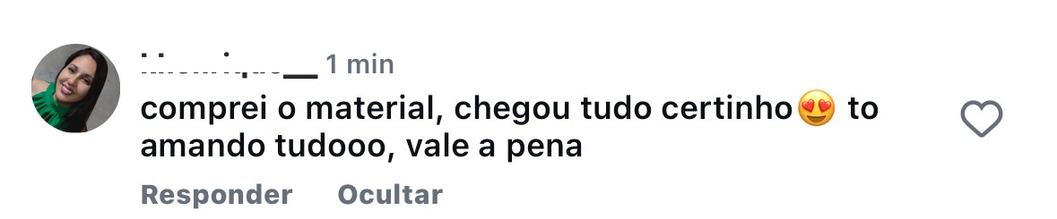 Comentário de cliente recomendando o material